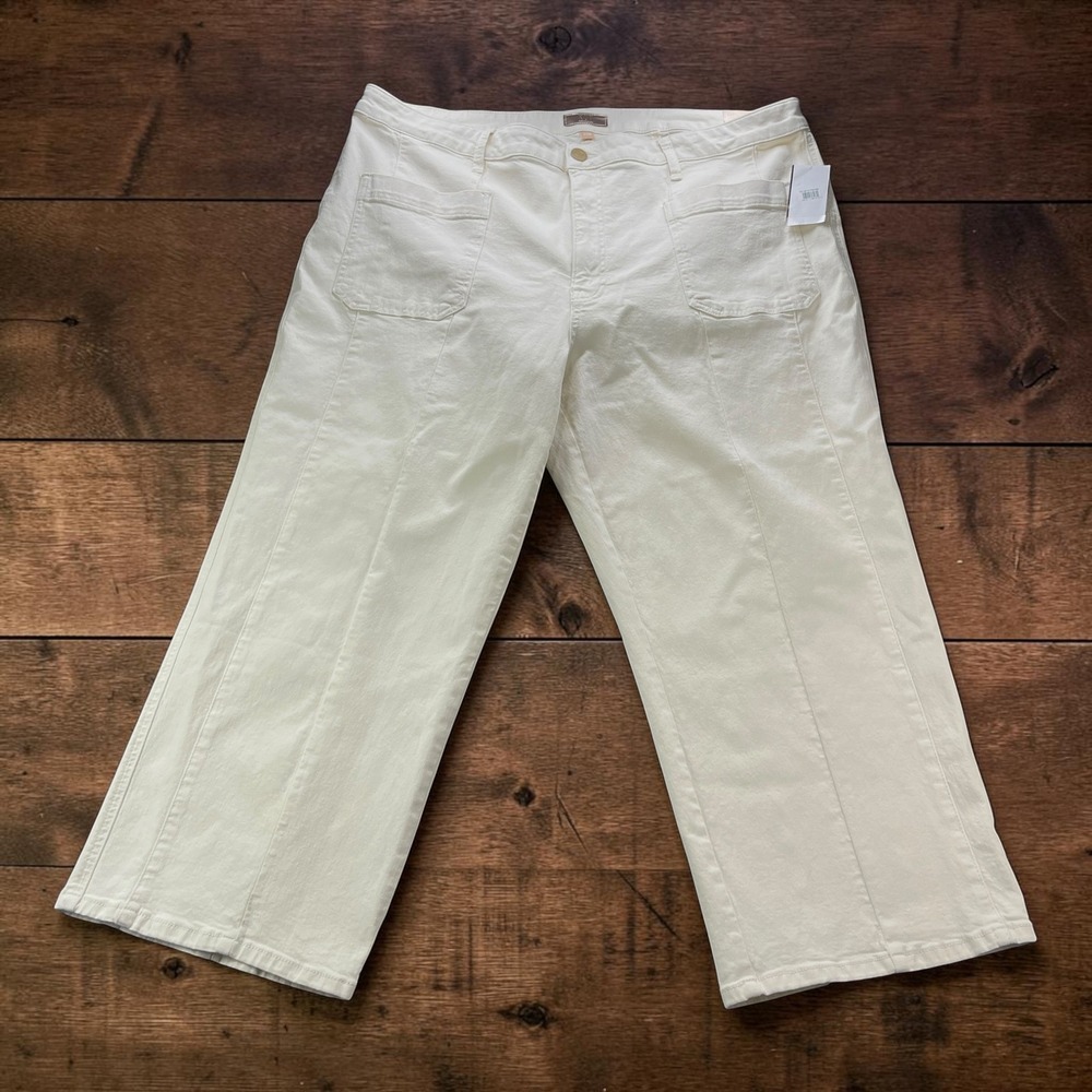 NEW KUT from the Kloth Charlotte Wide Leg High Rise Jeans 22W Plus Off White